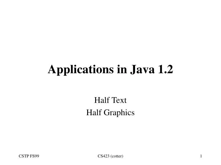 applications in java 1 2