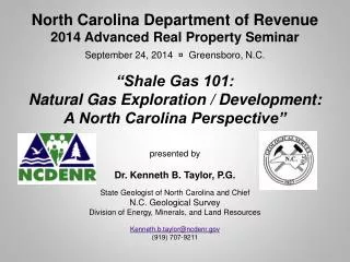 North Carolina Department of Revenue 2014 Advanced Real Property Seminar