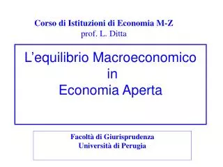 l equilibrio macroeconomico in economia aperta