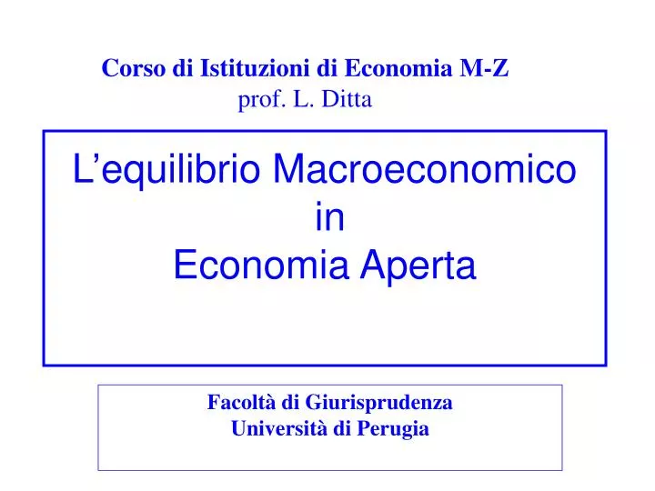 l equilibrio macroeconomico in economia aperta