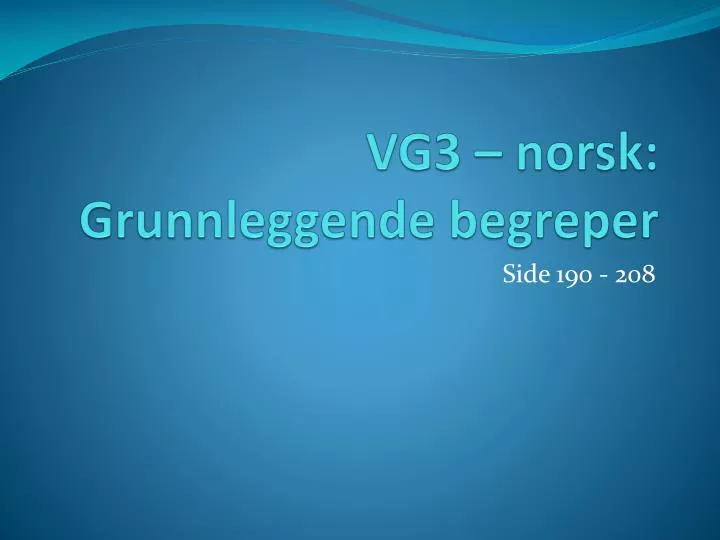 vg3 norsk grunnleggende begreper