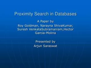 Proximity Search in Databases
