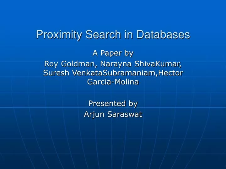proximity search in databases