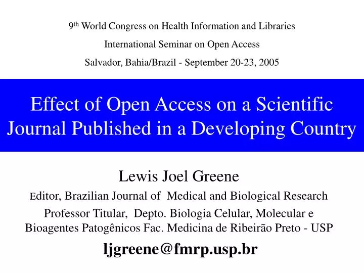 effect of open access on a scientific journal published in a developing country