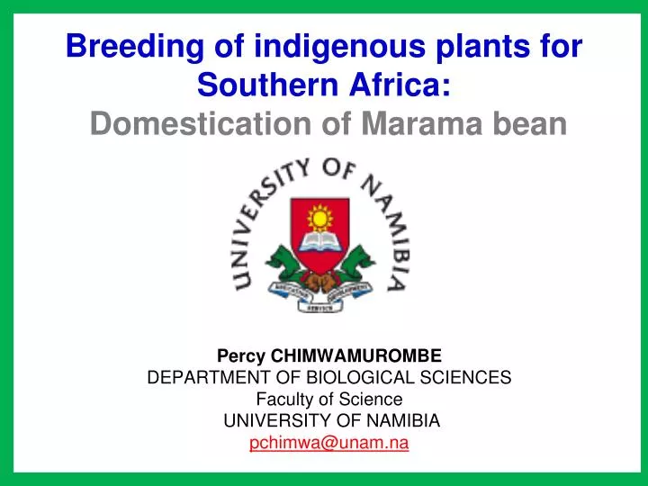 breeding of indigenous plants for southern africa domestication of marama bean