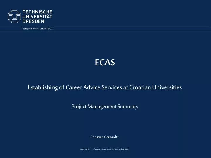 ecas establishing of career advice services at croatian universities project management summary