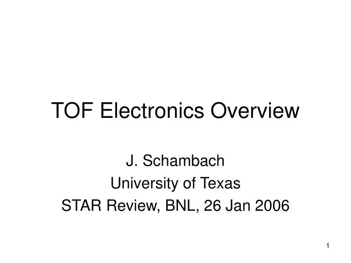 tof electronics overview