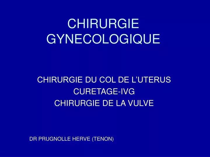 chirurgie gynecologique