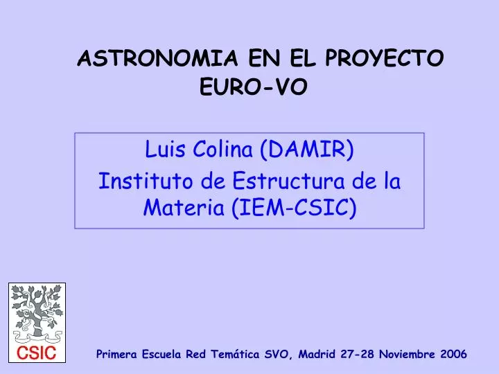 astronomia en el proyecto euro vo