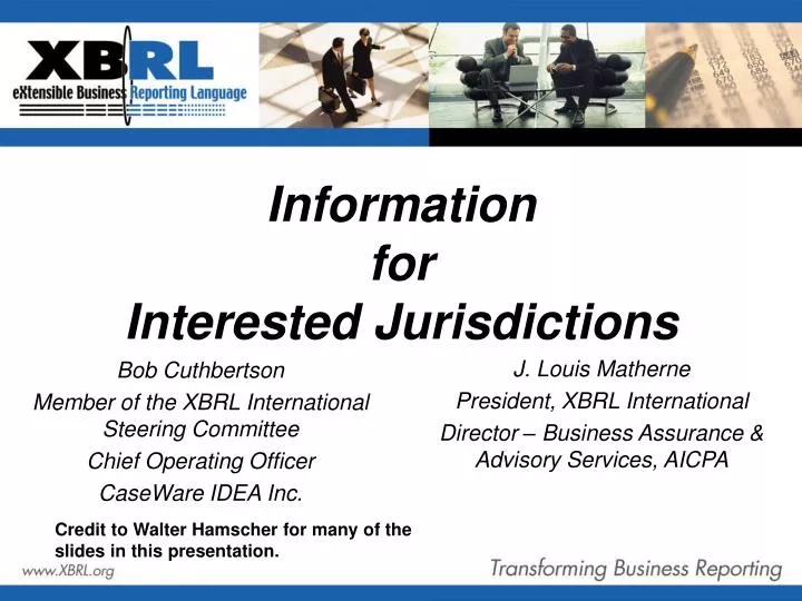 information for interested jurisdictions