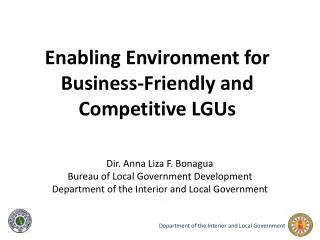 Enabling Environment for Business-Friendly and Competitive LGUs