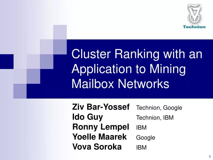 cluster ranking with an application to mining mailbox networks
