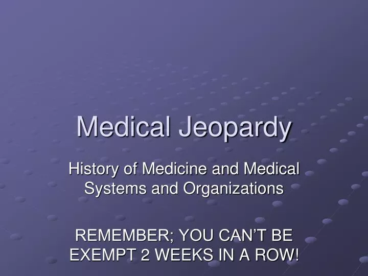 medical jeopardy