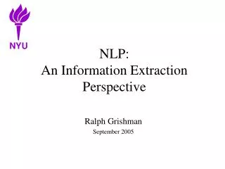 NLP: An Information Extraction Perspective
