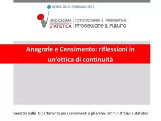anagrafe e censimento riflessioni in un ottica di continuit