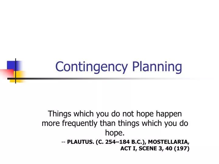 contingency planning