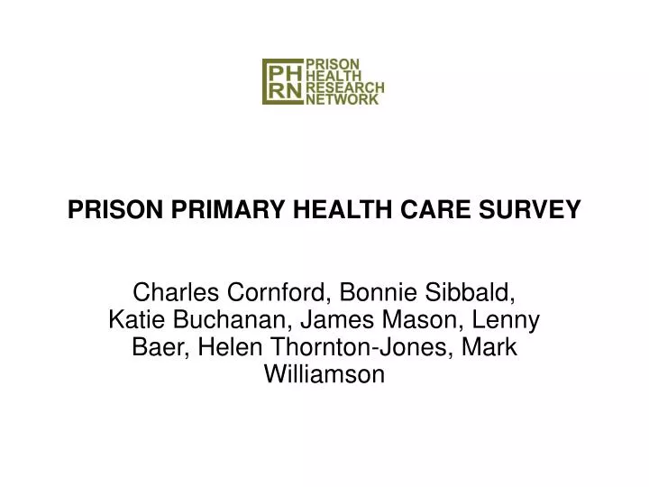 prison primary health care survey