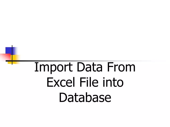 import data from excel file into database