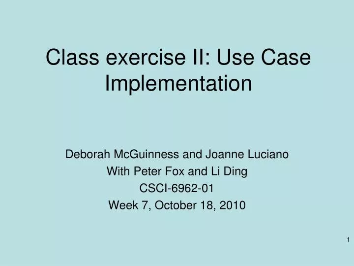 class exercise ii use case implementation