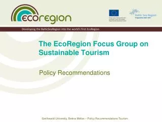 The EcoRegion Focus Group on Sustainable Tourism