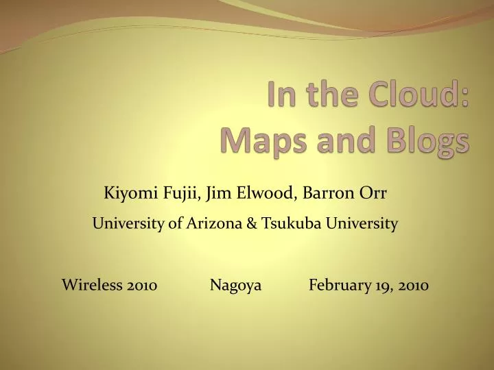 in the cloud maps and blogs