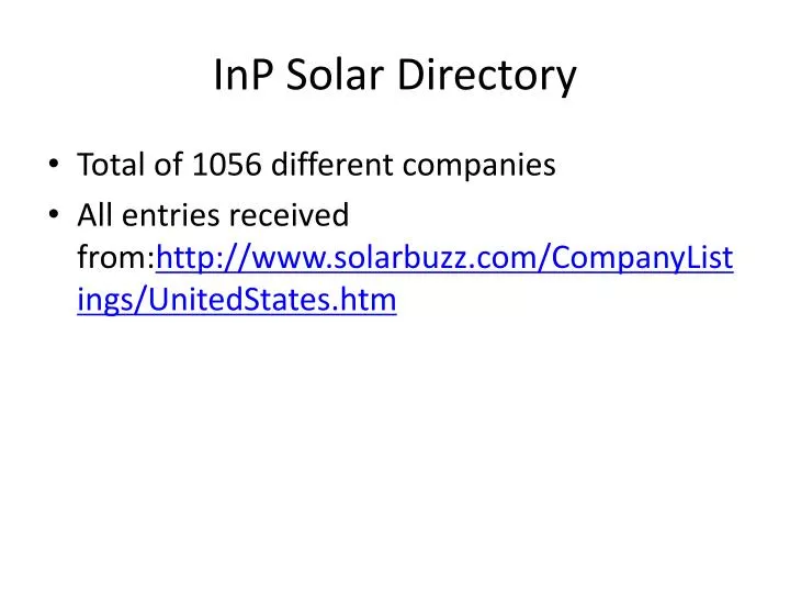 inp solar directory