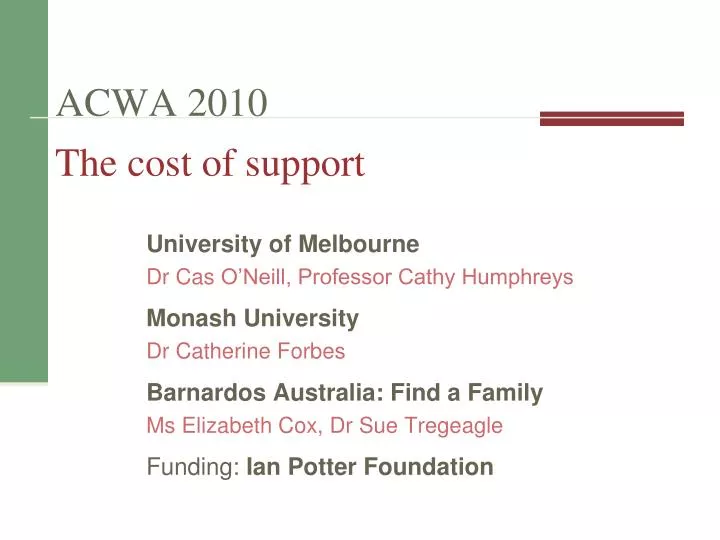 acwa 2010 the cost of support