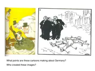 What points are these cartoons making about Germany? Who created these images?