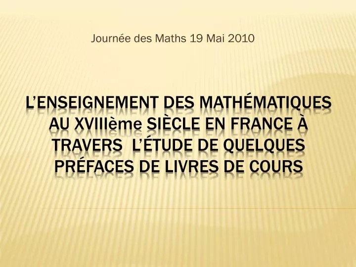 journ e des maths 19 mai 2010