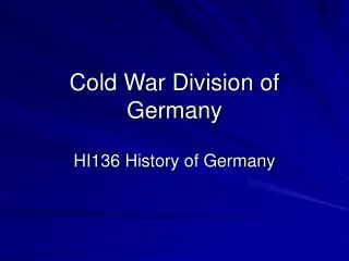 Cold War Division of Germany