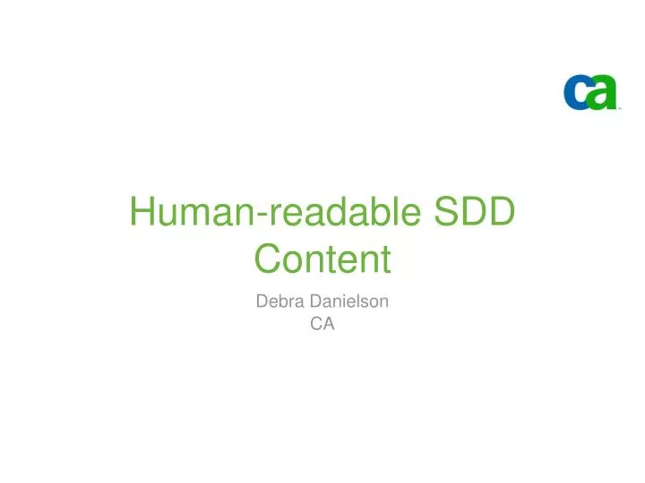 human readable sdd content