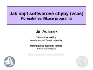 jak naj t softwarov chyby v as form ln verifikace program