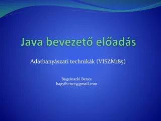 java bevezet el ad s