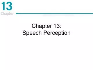 Chapter 13: Speech Perception