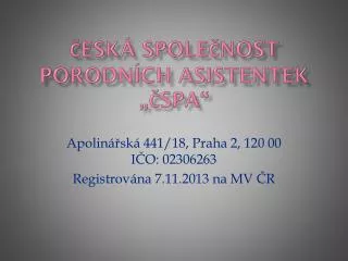 esk spole nost porodn ch asistentek spa