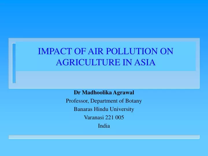 impact of air pollution on agriculture in asia