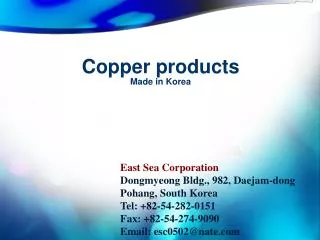 Copper products Made in Korea