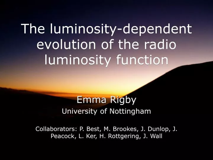 the luminosity dependent evolution of the radio luminosity function