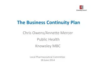 The Business Continuity Plan