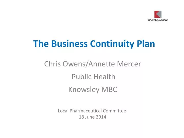 the business continuity plan