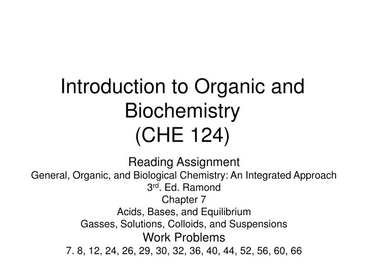 introduction to organic and biochemistry che 124