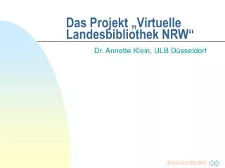 das projekt virtuelle landesbibliothek nrw