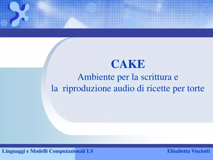 cake ambiente per la scrittura e la riproduzione audio di ricette per torte