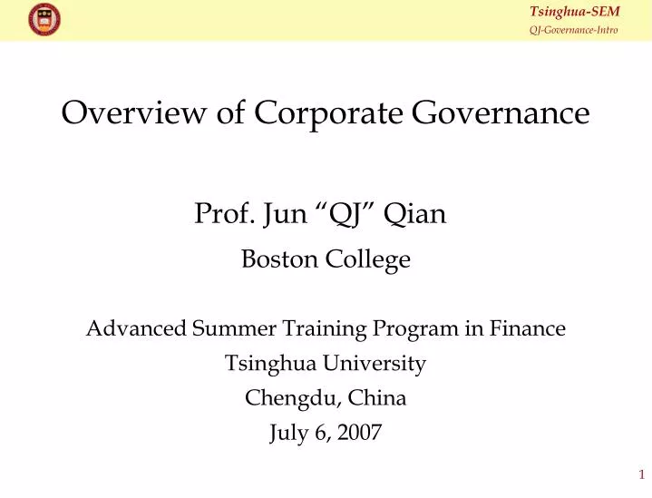 overview of corporate governance