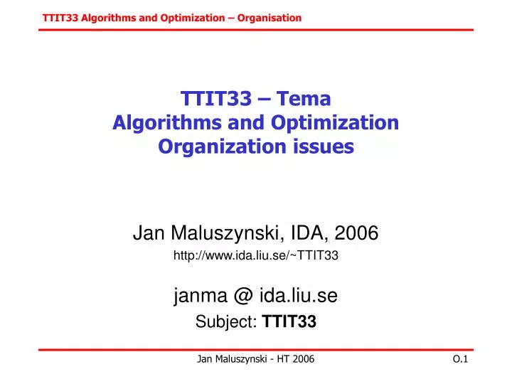 t tit33 tema algorithms and o ptimization organization issues