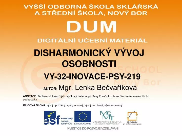 disharmonick v voj osobnosti