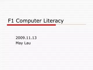F1 Computer Literacy