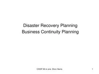 Disaster Recovery Planning Business Continuity Planning