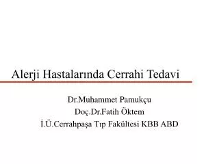 alerji hastalar nda cerrahi tedavi