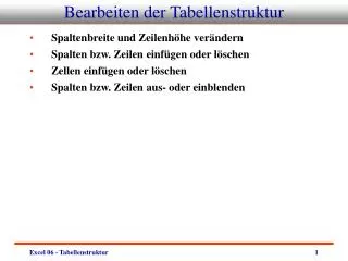 bearbeiten der tabellenstruktur